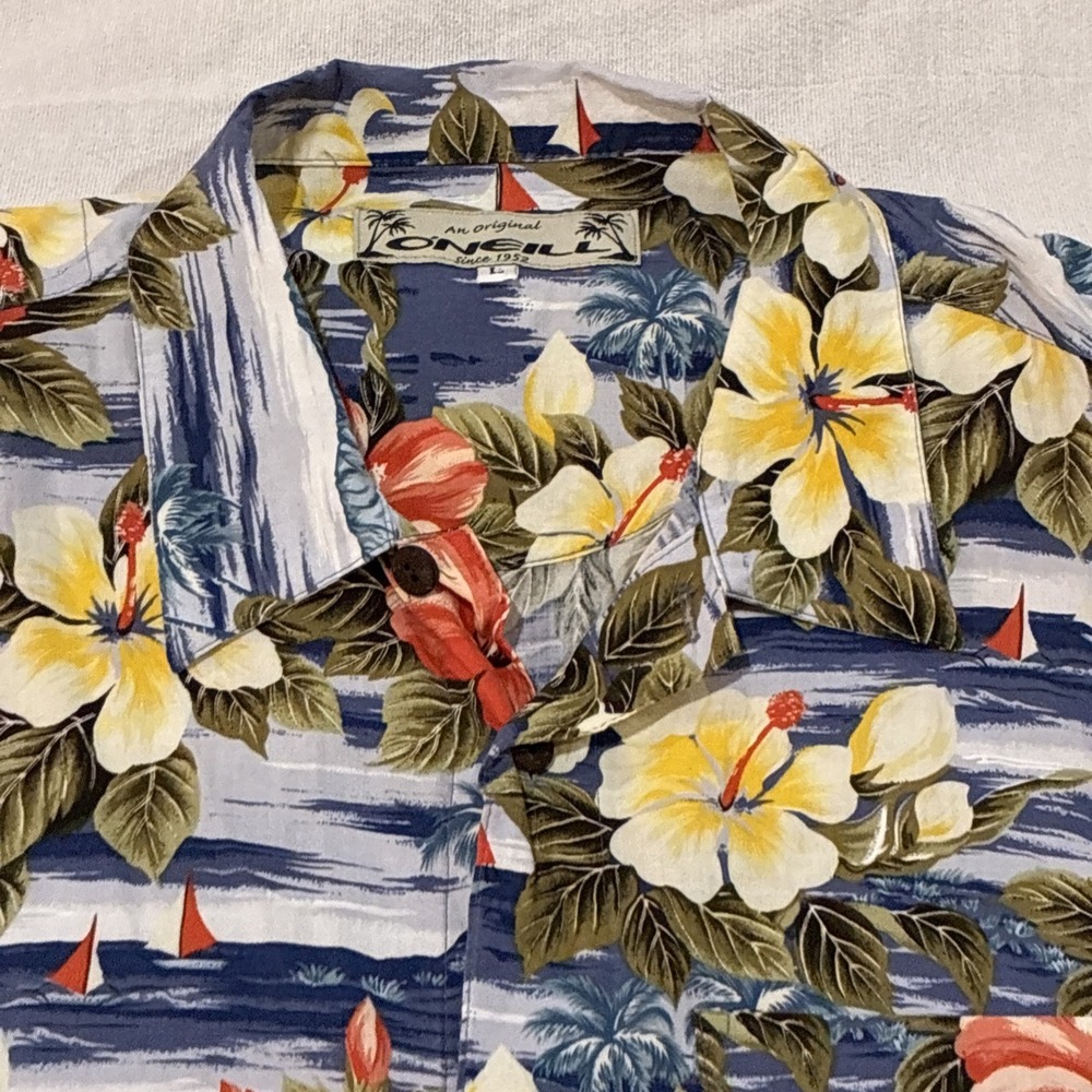 VTG O'Neill Men's Shirt Large‎ Multicolor Hawaiian Floral USA Kalapana 90s Retro - Picture 4 of 11